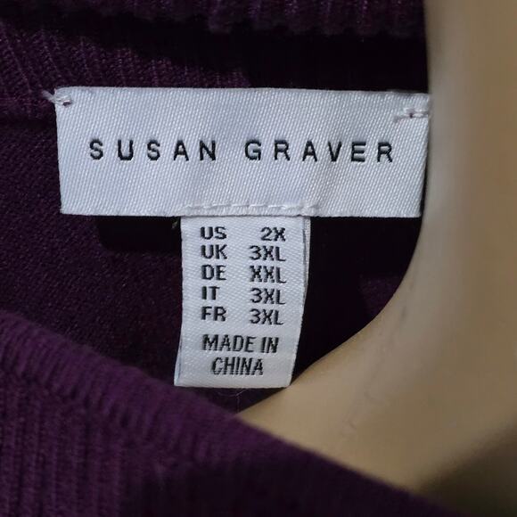 Susan Graver Purple Long Sleeve 1/4 Zip Pullover Sweater 2X - Picture 5 of 6